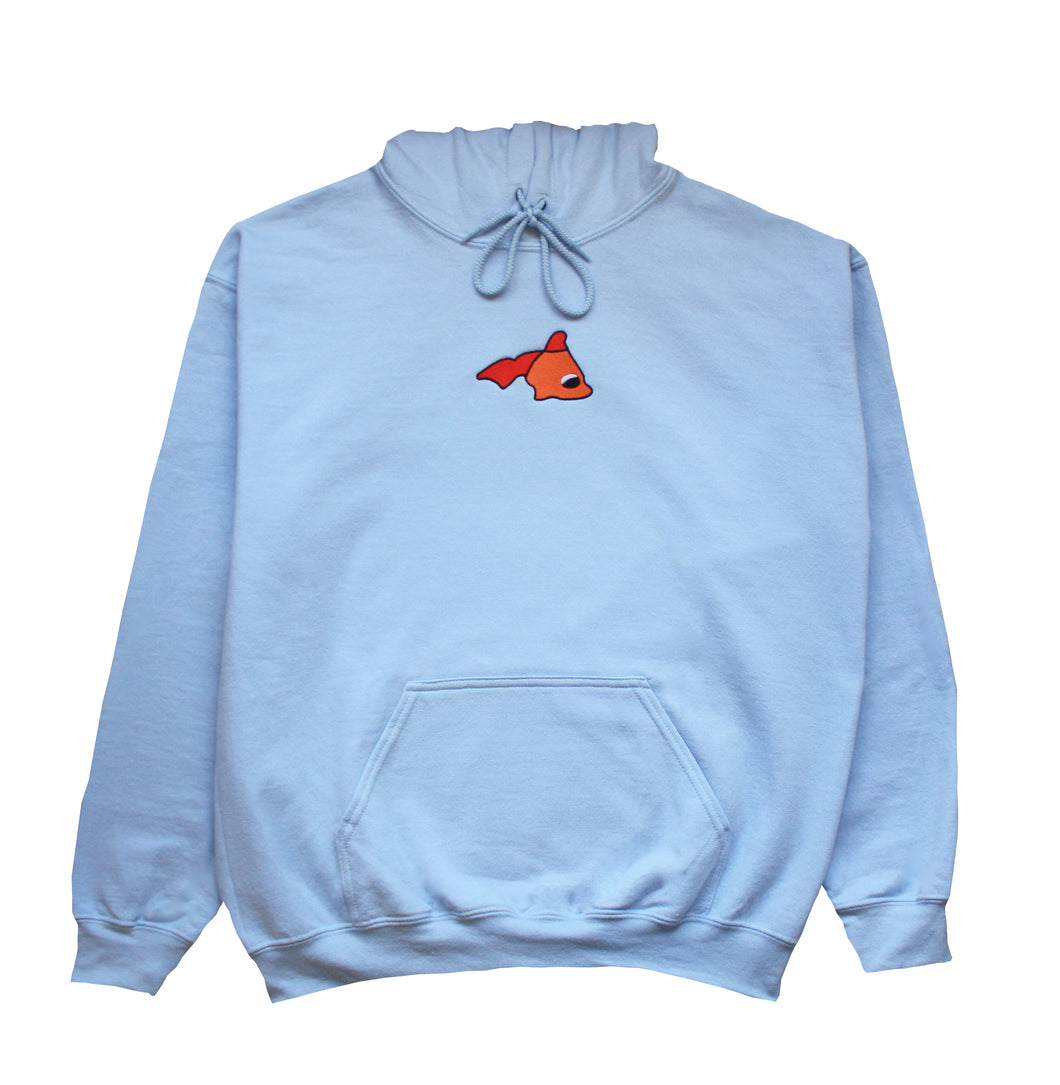 BLUE EMBROIDERED LOGO HOODIE